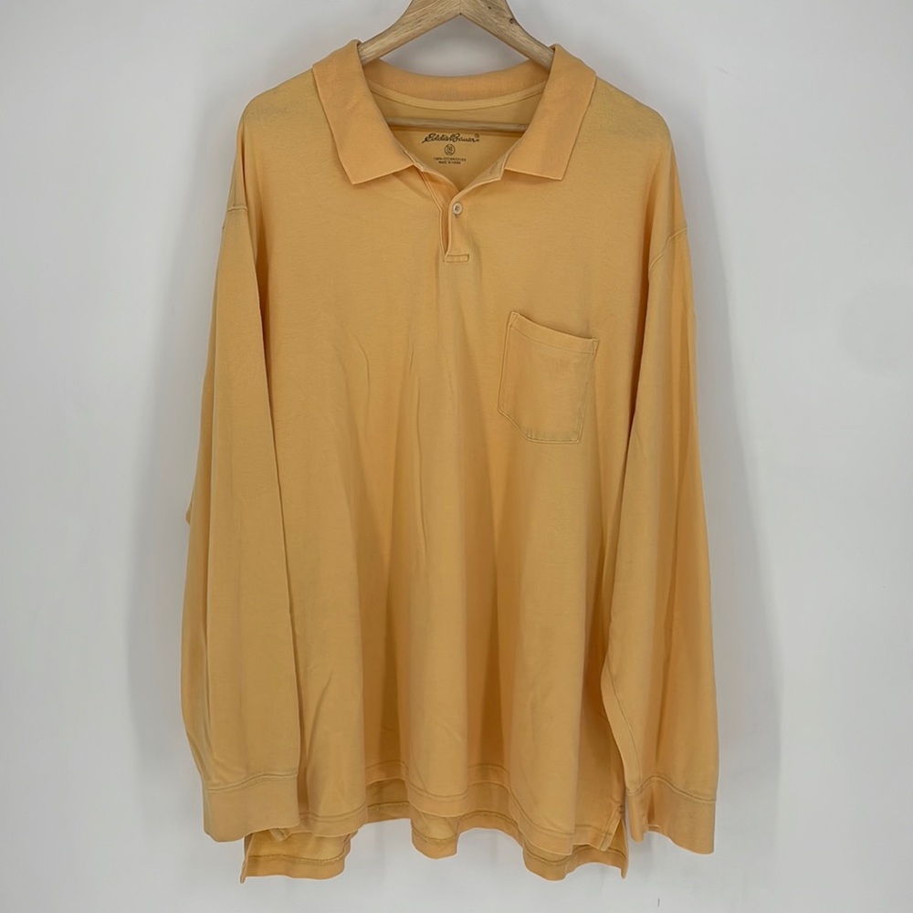 EDDIE BAUER cotton long sleeve polo shirt yellow size 3XL TALL men's